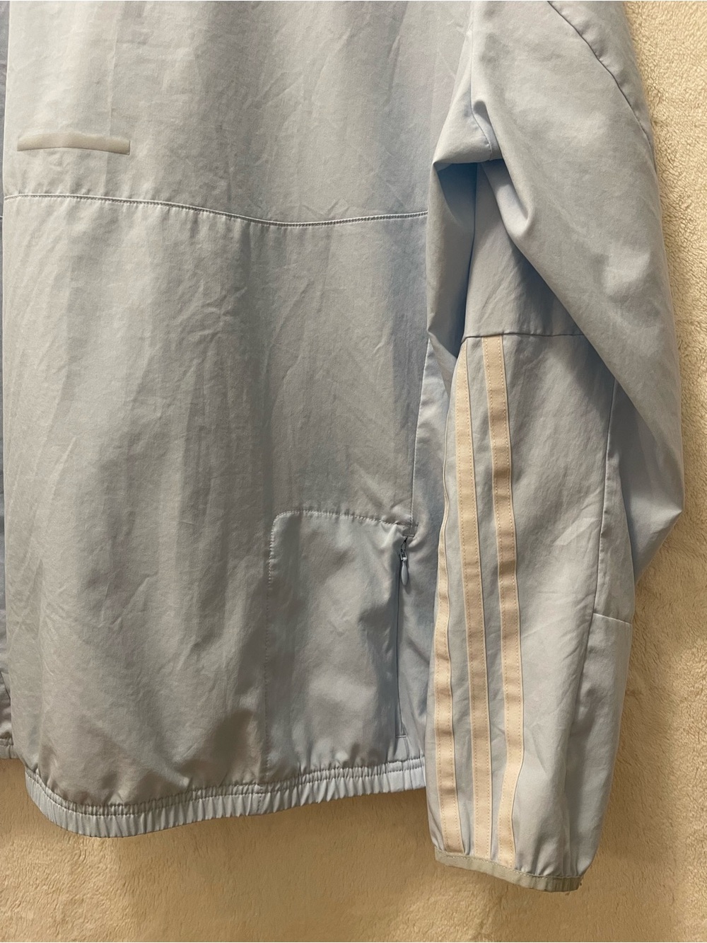 adidas Women's Pale Blue Windbreaker with White Stripe Accents - Picture 5 of 6